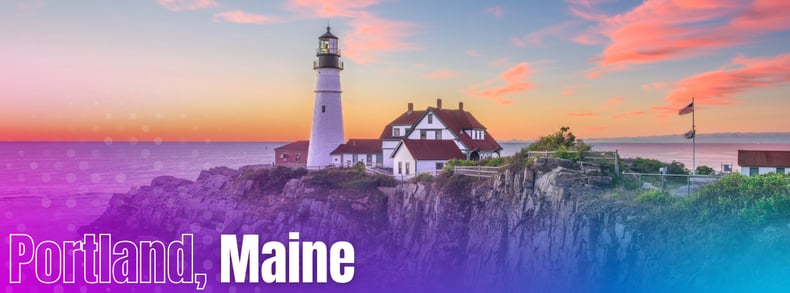 image of lighthouse on the coast in portland, maine