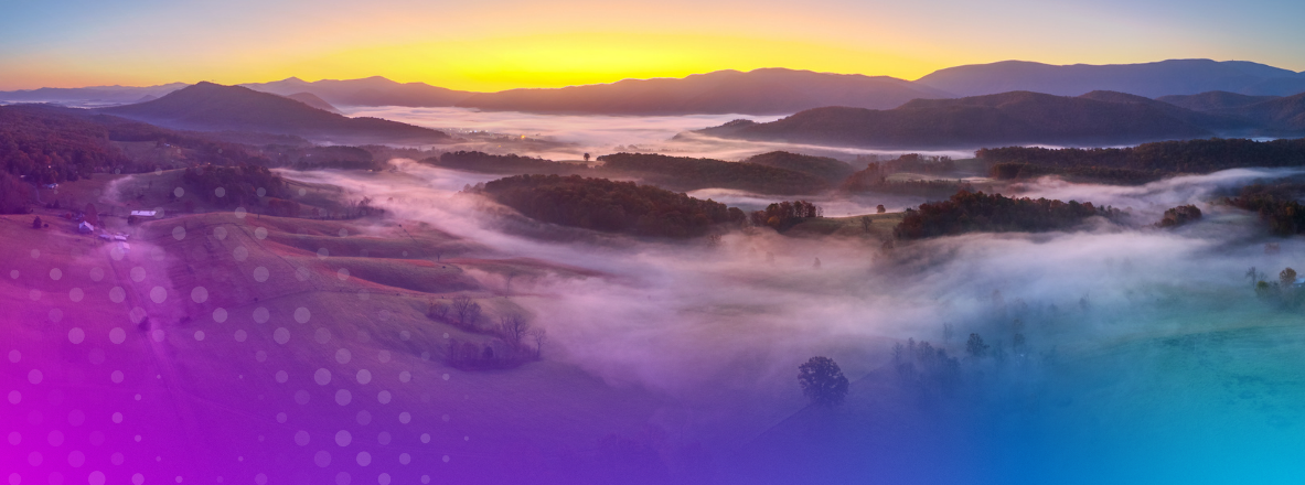 image of shenendoah valley at sunrise with mist