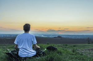 meditation at sunset