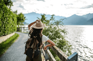 woman looking at the coast