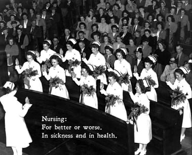 Vintage nursing graduation commencement image. Caption reads, 
