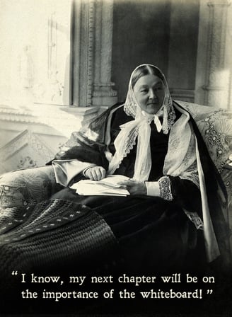 Image of Florence Nightingale sitting in a chair, funny caption reads, 