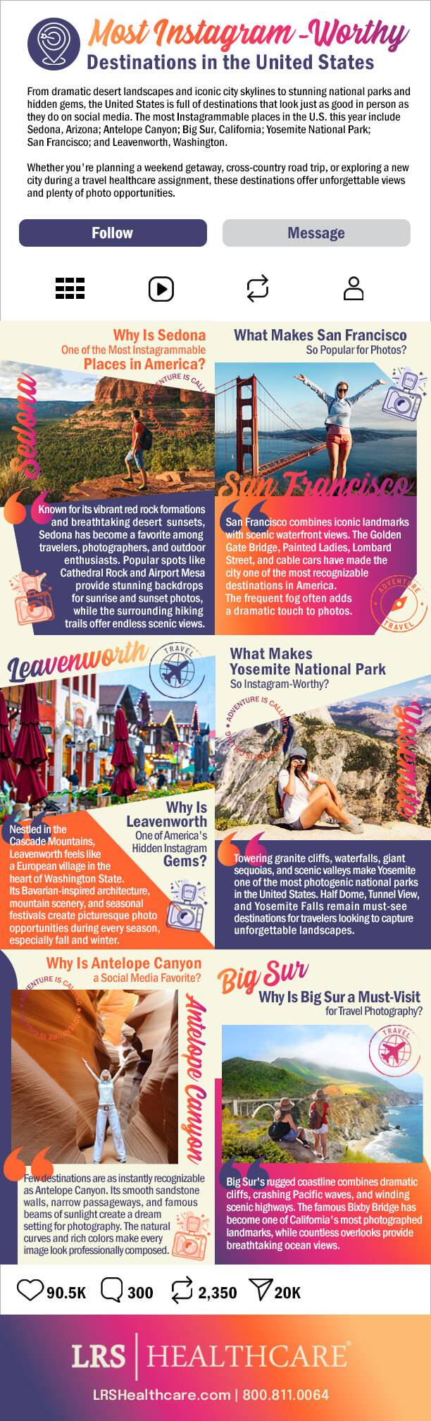 infographic about the Most instagramable places in the United States